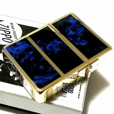 画像6: ZIPPO ライター 限定 1935 復刻レプリカ ジッポー ゴールド&ブルー かっこいい 4面加工 シリアルナンバー入り 角型 動画有り ギフト プレゼント 3バレル おしゃれ メンズ