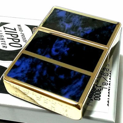画像2: ZIPPO ライター 限定 1935 復刻レプリカ ジッポー ゴールド&ブルー かっこいい 4面加工 シリアルナンバー入り 角型 動画有り ギフト プレゼント 3バレル おしゃれ メンズ