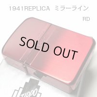 ZIPPO ライター ジッポ 1941 復刻レプリカ ミラーライン レッド サテン＆鏡面 赤 かっこいい おしゃれ メンズ レディース 女性 ギフト プレゼント