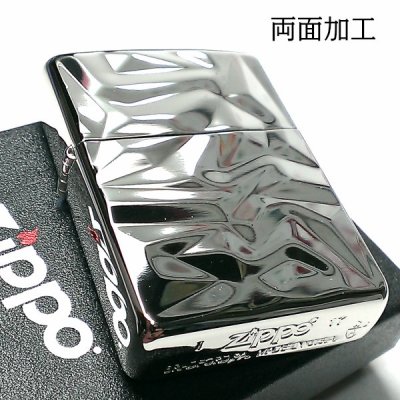 画像2: ZIPPO アーマー ジッポ ライター アイスカット シルバー White Nickel 両面加工 彫刻 かっこいい 重厚 おしゃれ メンズ ギフト プレゼント