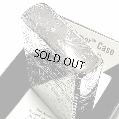 画像5: ZIPPO アーマー 5面 アラベスク シルバー プラチナ 鏡面 ジッポ ライター かっこいい 葉 花 コーナーリューター  おしゃれ 銀 重厚 メンズ ギフト プレゼント
