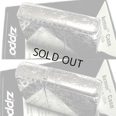 画像4: ZIPPO アーマー 5面 アラベスク シルバー プラチナ 鏡面 ジッポ ライター かっこいい 葉 花 コーナーリューター  おしゃれ 銀 重厚 メンズ ギフト プレゼント