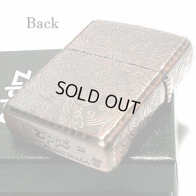 画像7: ZIPPO ライター アーマー ジッポ 5面 アラベスク 銅古美 カッパー かっこいい 葉 花 コーナーリューター  おしゃれ 銅 重厚 メンズ ギフト