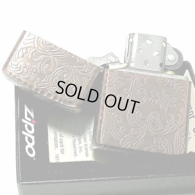 画像6: ZIPPO ライター アーマー ジッポ 5面 アラベスク 銅古美 カッパー かっこいい 葉 花 コーナーリューター  おしゃれ 銅 重厚 メンズ ギフト