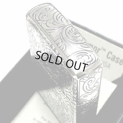 画像5: ZIPPO アーマー ジッポ 5面 アラベスク シルバー 銀イブシ ライター かっこいい 葉 花 コーナーリューター  おしゃれ 銀 重厚 メンズ ギフト