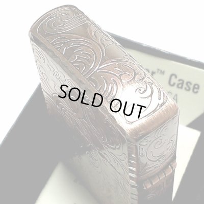 画像5: ZIPPO ライター アーマー ジッポ 5面 アラベスク 銅古美 カッパー かっこいい 葉 花 コーナーリューター  おしゃれ 銅 重厚 メンズ ギフト