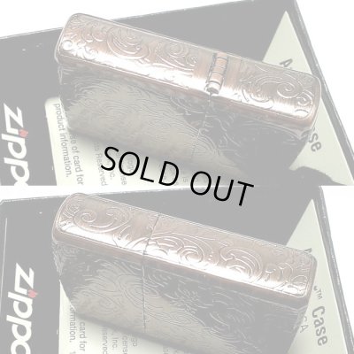 画像4: ZIPPO ライター アーマー ジッポ 5面 アラベスク 銅古美 カッパー かっこいい 葉 花 コーナーリューター  おしゃれ 銅 重厚 メンズ ギフト