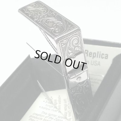 画像4: ZIPPO ライター ジッポ 1935 復刻レプリカ シルバー 燻し 3面アラベスク ダイアゴナルライン 3バレル かっこいい 唐草 彫刻 アンティーク 角型 メンズ ギフト