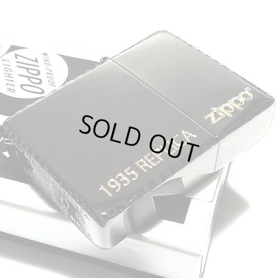画像3: ZIPPO 1935 復刻レプリカ ブラックニッケル ロゴデザイン ジッポライター シンプル かっこいい リューターカット 金差し 角型 高級 黒 おしゃれ メンズ ギフト プレゼント 
