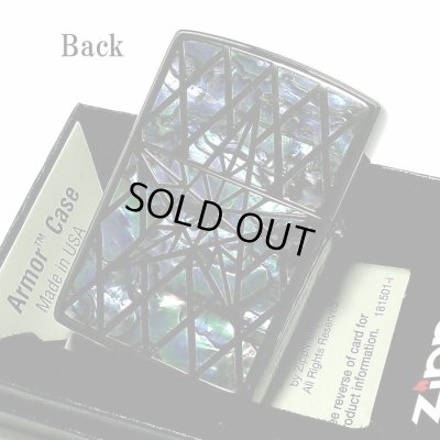 画像3: ZIPPO かっこいい アーマー ジッポ ライター シェルスター 両面加工 重厚 シェルインレイ 天然貝象嵌 ブラックニッケル 高級 ジッポー メンズ ギフト プレゼント