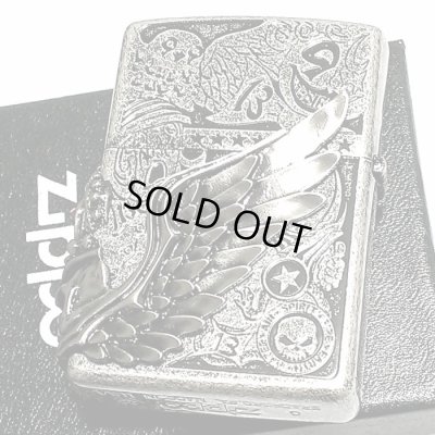 画像4: ZIPPOライター かっこいい フォーチュンヘッド ジッポ 銀イブシ スカル 大型3面メタル ライター Fortune head ふくろう ドクロ おしゃれ メンズ ギフト プレゼント