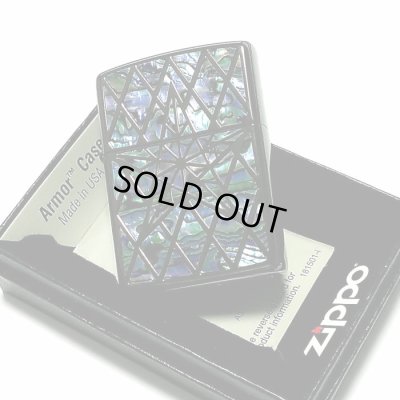 画像6: ZIPPO かっこいい アーマー ジッポ ライター シェルスター 両面加工 重厚 シェルインレイ 天然貝象嵌 ブラックニッケル 高級 ジッポー メンズ ギフト プレゼント
