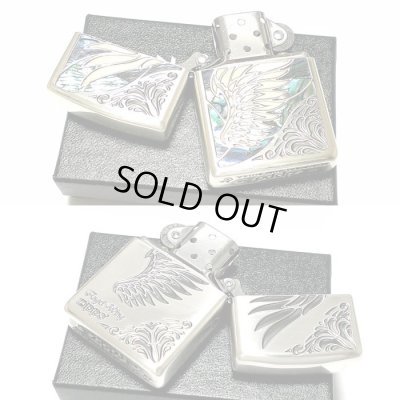 画像4: ZIPPO アーマー ジッポライター シェルウイング 天使の羽 シルバー イブシ 天然貝 深彫り彫刻 両面加工 重厚 かっこいい おしゃれ メンズ レディース ギフト