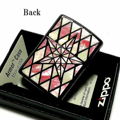 画像3: ZIPPO アーマー ジッポ シェルスター 両面加工 重厚 シェルインレイ 天然貝 ピンクシェル ホワイトシェル ブラックニッケル 高級  ジッポー ライター かっこいい メンズ ギフト プレゼント