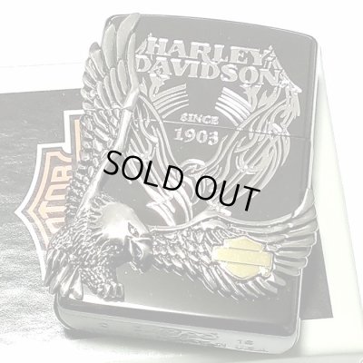 画像1: ZIPPO ライター ハーレーダビッドソン ジッポ イオンブラック 銀イブシメタル 黒 イーグル 日本国内限定モデル かっこいい おしゃれ ジッポー ギフト