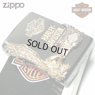 画像1: ZIPPO ライター ハーレーダビッドソン ジッポ イオンブラック ゴールドメタル 黒 金 イーグル 日本国内限定モデル かっこいい おしゃれ ジッポー ギフト