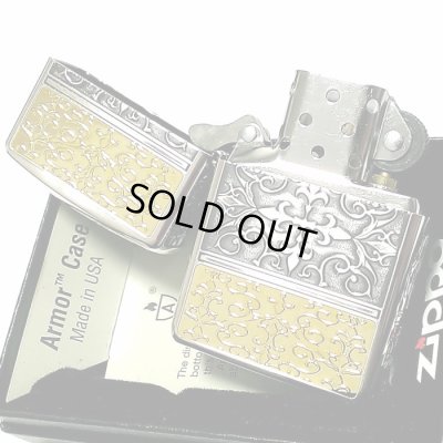 画像5: ZIPPO ライター アーマー 5面 アラベスク ジッポ シルバー＆ゴールド 銀 金 中世模様 かっこいい 5面加工 重厚 メンズ ギフト プレゼント