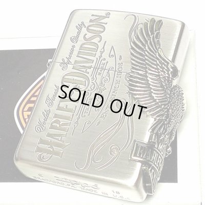 画像1: ジッポライター ハーレーダビッドソン ZIPPO かっこいい アンティーク シルバー＆ゴールド 金銀 古美仕上げ 3面メタル 鷲 日本国内限定モデル メンズ ギフト