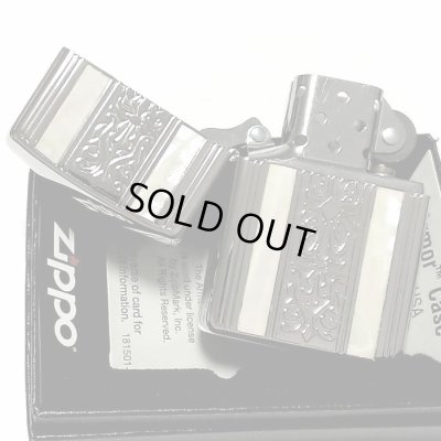 画像6: ジッポ アーマー ZIPPO ライター シェル&アラベスク サイドロゴ シルバー 中世模様 天然貝 ホワイトシェル 銀 両面加工 重厚モデル かっこいい メンズ ギフト プレゼント