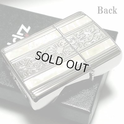 画像4: ジッポ アーマー ZIPPO ライター シェル&アラベスク サイドロゴ シルバー 中世模様 天然貝 ホワイトシェル 銀 両面加工 重厚モデル かっこいい メンズ ギフト プレゼント