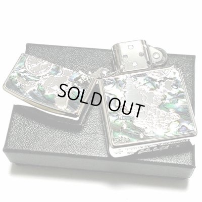 画像6: ZIPPO アーマー シェルワールドマップ ジッポ ライター おしゃれ シルバー 天然貝 両面別柄加工 彫刻 世界地図 かっこいい 重厚 メンズ ギフト プレゼント