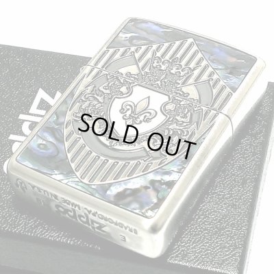 画像5: ZIPPO アーマー シェルシールド ジッポ ライター 深彫 重厚 かっこいい 銀イブシ クリアーコーティング加工 貝貼り シルバー おしゃれ メンズ レディース ギフト