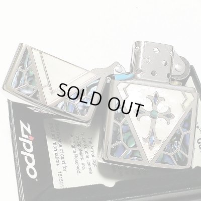 画像4: ZIPPO ジッポ アーマー シェルインレイ 天然貝象嵌 クロス ライター 重厚 シルバー 美しい ホワイトシェル かっこいい おしゃれ メンズ レディース ギフト プレゼント