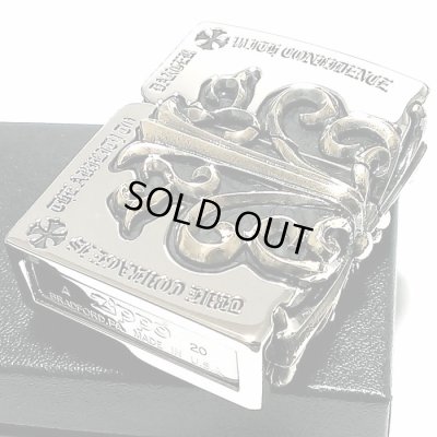 画像3: ジッポ ライター 超重厚 メタルジャケット クロス ZIPPO シルバーイブシ 彫刻デザイン 5面加工 銀 ゴールド メンズ アクセサリー 十字架 かっこいい プレゼント ギフト