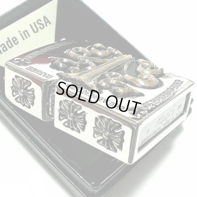 画像4: ジッポ ライター 超重厚 メタルジャケット クロス ZIPPO シルバーイブシ 彫刻デザイン 5面加工 銀 ゴールド メンズ アクセサリー 十字架 かっこいい プレゼント ギフト
