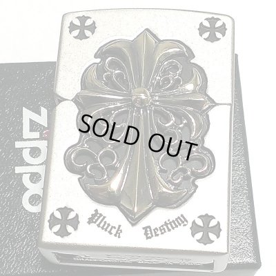画像2: ZIPPO ライター メタルジャケット ジッポ 超重厚 クロス シルバー＆ゴールド 5面デザイン 艶消し 彫刻 メンズ 銀 十字架 アクセサリー かっこいい ギフト