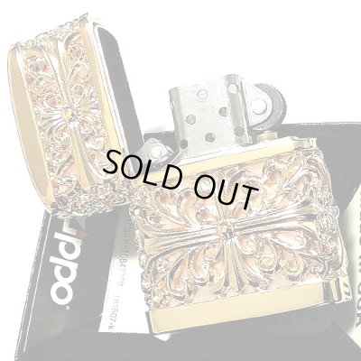 画像5: ZIPPO ライター メタルジャケット 超重厚 ダブルクロス ゴールド ジッポ 4面加工 彫刻デザイン 金 メンズ アクセサリー ゴールドポリッシュ かっこいい 十字架 ギフト プレゼント