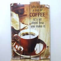 木製看板 コーヒー おしゃれ A Cup of COFFEE ウッドボード サーファー サーフィン ガレージ かわいい リビング 壁掛け 可愛い カフェ 店舗 飾り レトロ看板
