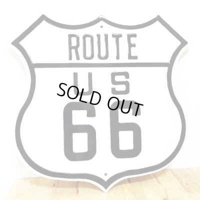 画像1: ブリキ看板 ルート66 アンティーク ROUTE 66 ガレージ 壁飾り ロゴ 正規ライセンス品 アメリカン 雑貨 かっこいい おしゃれ 可愛い サーファー カフェ 店舗