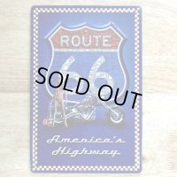 ブリキ看板 ビンテージ バイク セクシー AMERICA'S HIGHWAY ルート66 ガレージ プレート 壁飾り アメリカン 雑貨 インテリア 可愛い サーファー カフェ かわいい 店舗