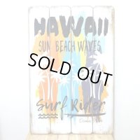 木製看板 Hawaii Surf Rider ハワイ ウッドボード サーファー サーフィン ガレージ リビング かわいい 壁掛け 可愛い おしゃれ カフェ 店舗 飾り レトロ看板