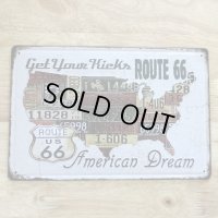 アメリカン ブリキ看板 66 AMERICAN DREAM ルート66 ナンバープレート ガレージ プレート 壁飾り ビンテージ 雑貨 インテリア 可愛い かわいい サーファー カフェ 店舗