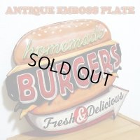 ブリキ看板 ハンバーガー アンティーク かわいい BURGERS アメリカン ビンテージ 壁掛け プレート 壁飾り 雑貨 大きい インテリア 可愛い サーファー カフェ 店舗