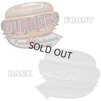 画像2: ブリキ看板 ハンバーガー アンティーク かわいい BURGERS アメリカン ビンテージ 壁掛け プレート 壁飾り 雑貨 大きい インテリア 可愛い サーファー カフェ 店舗