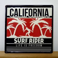アメリカン ブリキ看板 CALIFORNIA カリフォルニア ビンテージ サーフィン サーファー プレート 壁飾り 雑貨 インテリア 可愛い かわいい かっこいい サーファー カフェ 店舗