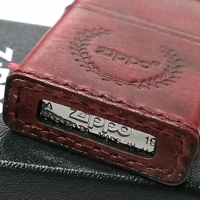 画像3: ZIPPO 革巻き ジッポ ライター ダメージ加工 レッド 赤 牛本皮 ユーズド仕上げ zippoロゴ ハンドメイド かっこいい おしゃれ ギフト 女性
