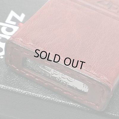 画像3: ZIPPO おしゃれ ライター レッド ジッポ 革巻き ダメージ加工 赤 牛本革 ユーズド仕上げ 皮 ジッポロゴ シンプル かっこいい ギフト