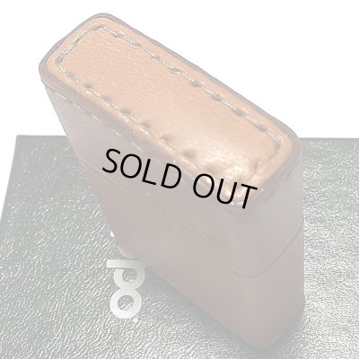 画像6: ZIPPO 革巻き ジッポ ライター おしゃれ ライトブラウン ロゴデザイン レザー キャメル シンプル 本牛革 薄茶 かっこいい 皮 メンズ 渋い ギフト プレゼント