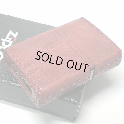 画像4: ZIPPO おしゃれ ライター レッド ジッポ 革巻き ダメージ加工 赤 牛本革 ユーズド仕上げ 皮 ジッポロゴ シンプル かっこいい ギフト
