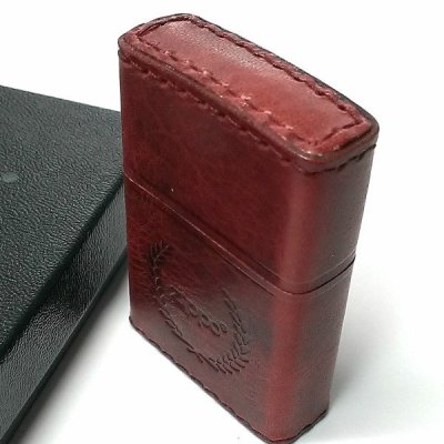 画像6: ZIPPO 革巻き ジッポ ライター ダメージ加工 レッド 赤 牛本皮 ユーズド仕上げ zippoロゴ ハンドメイド かっこいい おしゃれ ギフト 女性