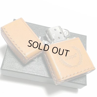 画像6: ZIPPO 革巻き ジッポ ライター ライトブラウン ロゴデザイン レザー キャメル シンプル 本牛革 薄茶 かっこいい 皮 メンズ 渋い ギフト プレゼント