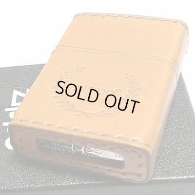 画像3: ZIPPO 革巻き ジッポ ライター ライトブラウン ロゴデザイン レザー キャメル シンプル 本牛革 薄茶 かっこいい 皮 メンズ 渋い ギフト プレゼント