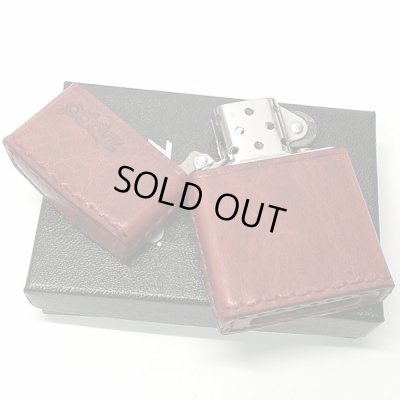 画像5: ZIPPO おしゃれ ライター レッド ジッポ 革巻き ダメージ加工 赤 牛本革 ユーズド仕上げ 皮 ジッポロゴ シンプル かっこいい ギフト