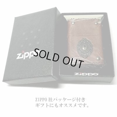 画像7: ZIPPO 革巻き ジッポ おしゃれ ライター キーホール ブラウン レザー 茶 鍵穴 アンティーク メタル クラシック 本牛皮 かっこいい メンズ ギフト