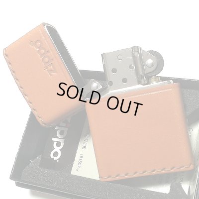 画像5: ZIPPO 革巻き ジッポ ライター おしゃれ ライトブラウン ロゴデザイン レザー キャメル シンプル 本牛革 薄茶 かっこいい 皮 メンズ 渋い ギフト プレゼント