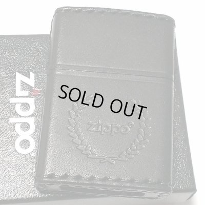 画像1: ZIPPO おしゃれ ライター 革巻き ブラック ジッポ ロゴデザイン レザー シンプル 本牛革 黒 かっこいい 皮 メンズ 渋い ギフト プレゼント